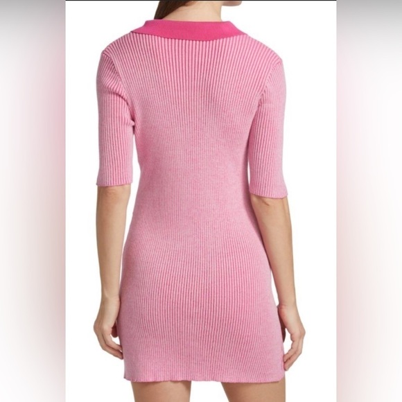 Monrow Polo Sweater Dress Bubble Gum size large NWT - Picture 3 of 4